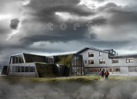 Turf-Covered Retreat Integrating Fiber-Concret and Local Brewing Elements Near Myvatn Lake