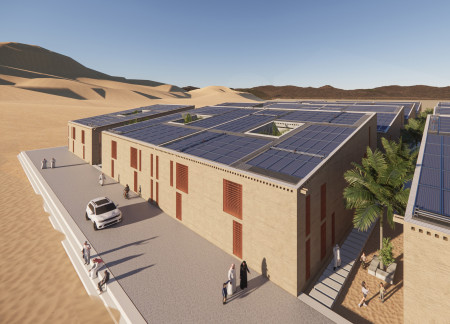 Rammed Earth Housing with Central Courtyard and Enhanced Natural Cooling Features