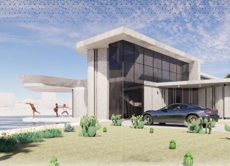 Self-Healing Concrete and Transparent Solar Panels Create a Versatile Urban Residence