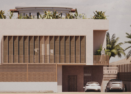 Sustainable Limestone Structure Featuring Bamboo Elements and Vertical Gardens for Self-Sufficient Living