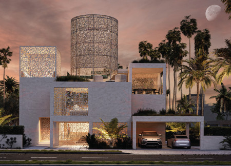 Rammed Earth Structure Emphasizing Natural Ventilation with Cubic Forms for Family Living