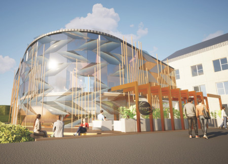 Rammed Earth Structure with Charred Timber Embraces Local Brewing Traditions in Volcanic Landscape