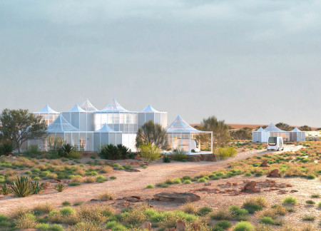 Photovoltaic-Enhanced Hexagonal Modules with Climate-Responsive Glass Panels for Community Living