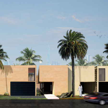 Curved Glass and Recycled Concrete Create Sustainable Living in a Desert Environment