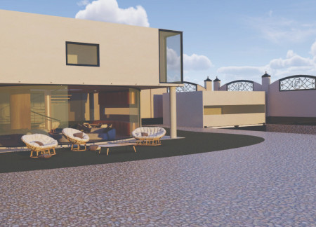 Spiral Glazing and Engineered Wood Define a Contemporary Family Residence