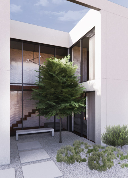 Cross-Laminated Timber Panels and Mycelium Facade Define a Sustainable Living Space