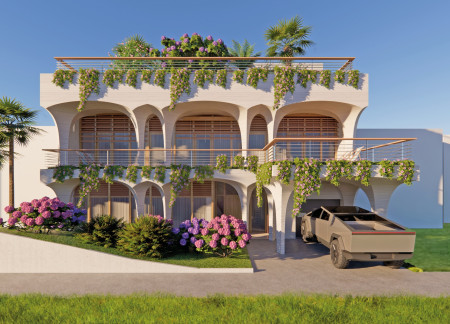 3d Printed Concrete Home with Sustainable Roof Garden and Flexible Interior Design