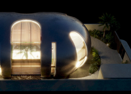 Elliptical Structure with Living Walls Enhancing Natural Light in Sustainable Residential Design