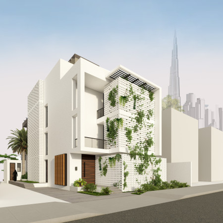 Blue-Green Flying Roof Incorporating Natural Ventilation Techniques with Breathable Brick Construction