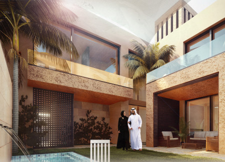 Natural Stone Facades Complemented by Traditional Windcatchers in Dubai&rsquo;s Residential Courtyards