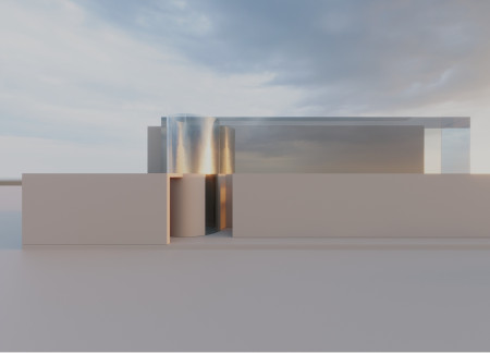 Translucent Glass Facade with Spiral Expanse in Eco-Friendly Living Space