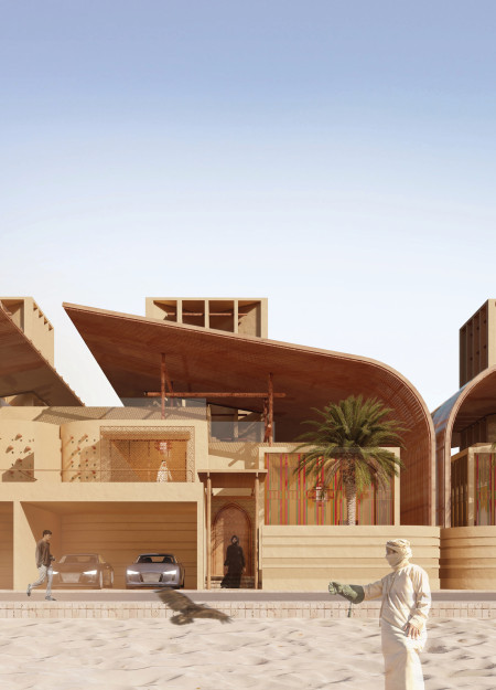 Natural Clay and Wood Synthesis for Community Living in Arid Landscapes