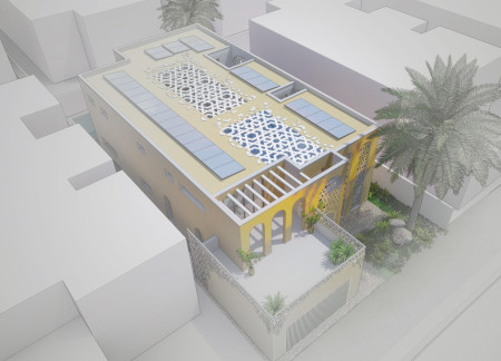 Geometric Patterns and Sustainable Materials in a Central Courtyard Residence