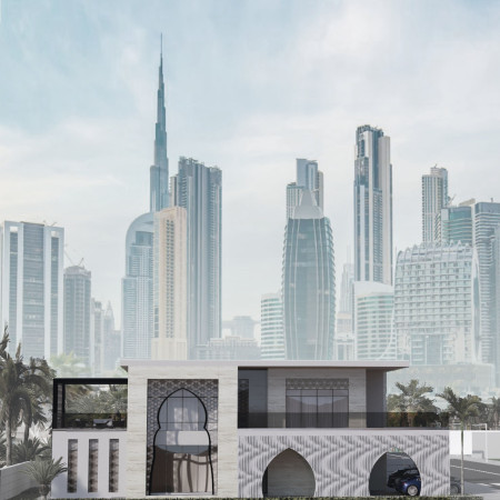 Sustainable Elegance Through Polished Marble and Traditional Lattice Elements in Modern Residential Design