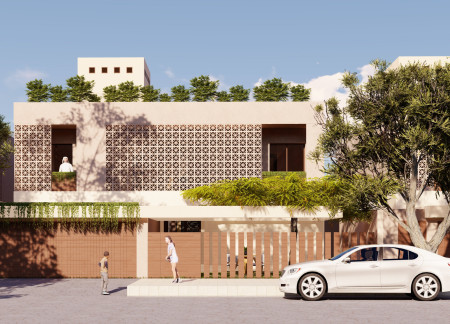 Natural Ventilation Through Clay Breezeblocks in Earth-Centered Residential Design