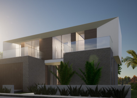 Asymmetrical Facade with Natural Stone and Transparent Glass Defining a New Standard for Residential Living