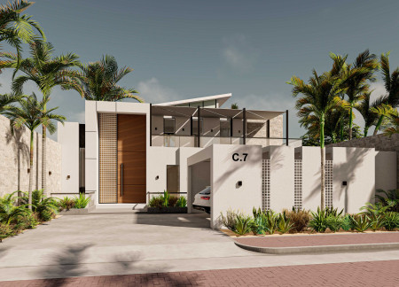 Geothermal Residence with Natural Stone Facade and Energy-Efficient Systems