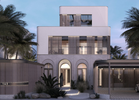 Rounded Pre-Cast Concrete Panels and Movable Shading Systems in a Sustainable Family Residence