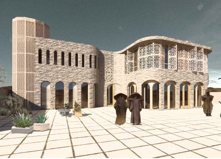 Natural Stone Facades and Passive Design Techniques in a Desert Residence