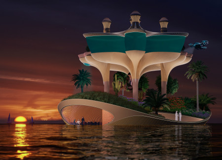 Embracing Ocean Inspiration Through Glass Facades and Natural Stone Integration in a Sustainable Community Space