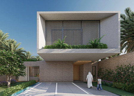 Thermal Insulation Through Precast Concrete and Natural Wood Elements in a Modern Family Residence