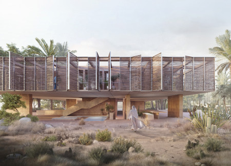 Rammed Earth and Recycled Timber Create a Shaded Oasis with Central Courtyard