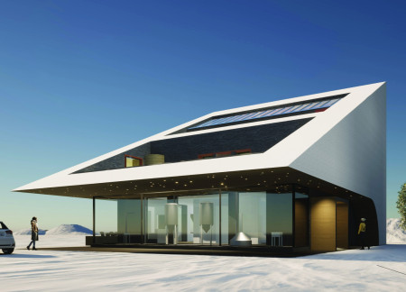 Triangular Form Embracing Low-E Glass and Sustainable Materials for a Wellness Facility