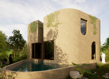 Perforated Brick Facade and Green Roof Integration in Sustainable Residential Design