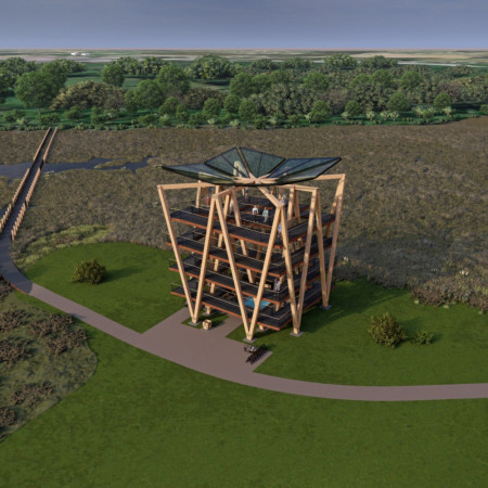 Cross-Laminated Timber Observation Tower with Dragonfly-Inspired Canopy and ADA-Compliant Access