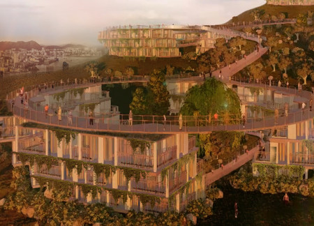 Biophilic Design Featuring Sustainable Bamboo and Natural Ventilation for Community Living