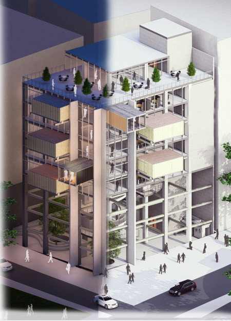 Modular Office Spaces Created from Shipping Containers with Expansive Glass Facades