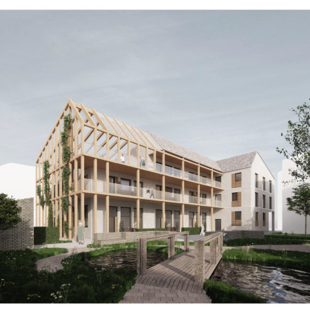 Charred Wooden Shingles and Vertical Gardens in Sustainable Senior Housing