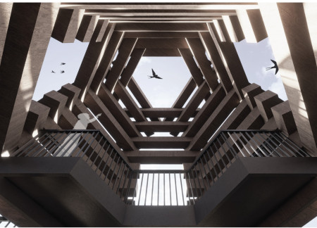 Charred Wooden Shingles and Interlocking Design Create a Multifunctional Community Space in Natural Surroundings