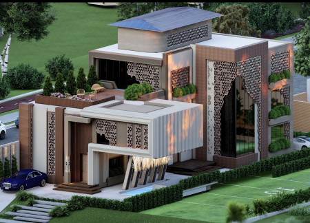 Geometric Patterns and Clay Brick Elements Shape a Sustainable Oasis in the Desert