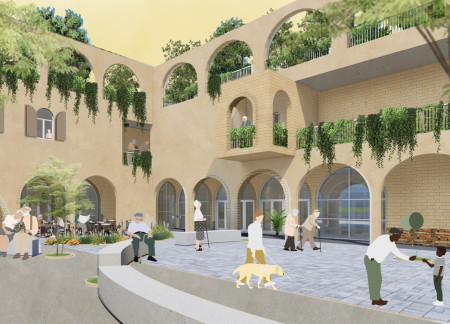 Balconies of Local Bricks and Green Roofs Foster Community Living in Pomezia