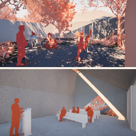 Exposed Concrete and Green Roof Integration in Accessible Housing for Seniors