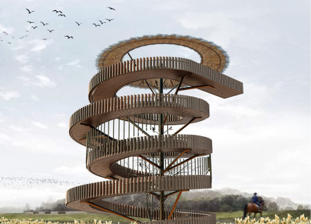 Spiraling Structure of Oak and Straw Integrates Nature and Community Interaction