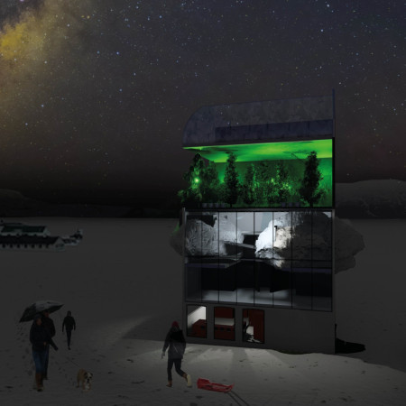 Sustainable Glass Facades and Local Stone Integrate Community Experience Nestled Within Iceland's Landscape