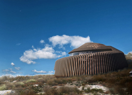 Geothermal Spa Enveloped in Charred Wooden Shingles and Expansive Glass Facades