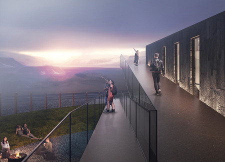 Lava Stone and Copper Facade Embracing Geothermal Waters in a Nordic Wellness Retreat