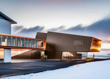 Copper-Clad Retreat Featuring Natural Wood Elements and Integrated Brewery Experience