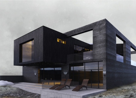 Volcanic Ash Infused Concrete Forms a Community Hub Surrounded by Nature