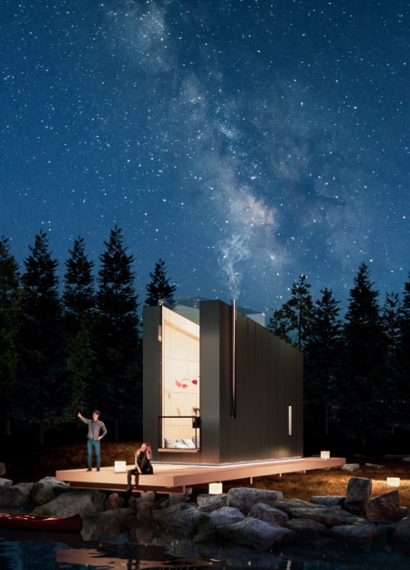 Charred Wood Shingles and Thermal Glazing in a Compact Lakeside Dwelling