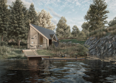 Charred Wooden Shingles and Solar Panels Define This Compact Sustainable Retreat