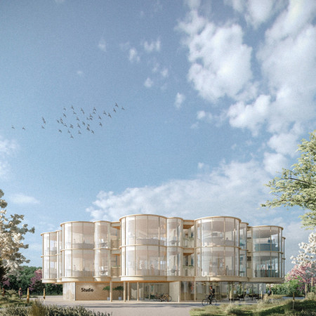 Exploring Cross-Laminated Timber and Charred Shingles in a Community-Centric Workspace Design