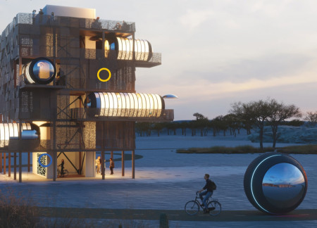 Circular Microhome with Reflective Surface and Lightweight Aluminum Framework