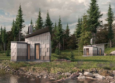 Asymmetrical Cascade Roof with Kingspan Panels Enhancing Micro Living Amidst Nature