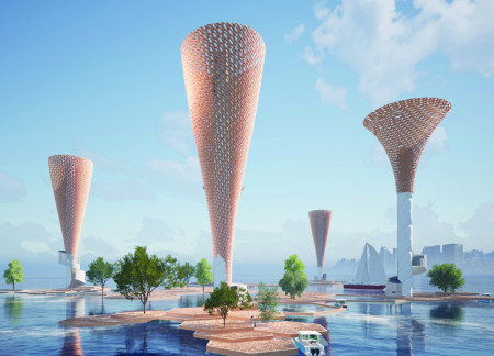 Floating Microhomes Crafted with Bio-Concrete and Designed for Adaptive Living