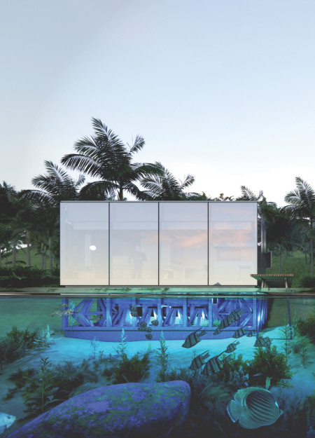 Elevated Living Spaces with Precast Concrete and Integrated Aquatic Habitats