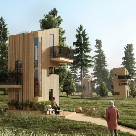 Cross-Laminated Timber Panels and Rainwater Integration in Compact Urban Living